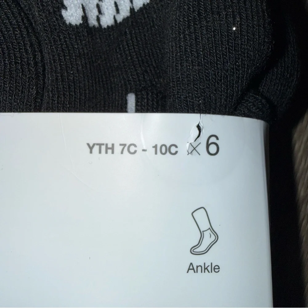 🆕 Nike Dri-FIT Cushioned Ankle Socks 6-Pack XXS 4-5 / Youth 7C-10C Black